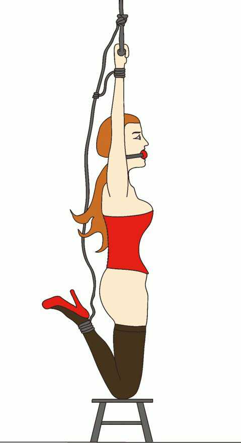Rope Hanger - male and female self bondage scenario.