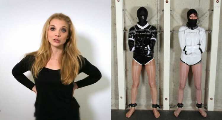 Natalie Dormer in latex straitjacket