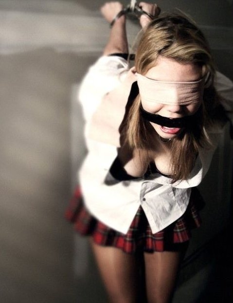 schoolgirl self bondage blindfold